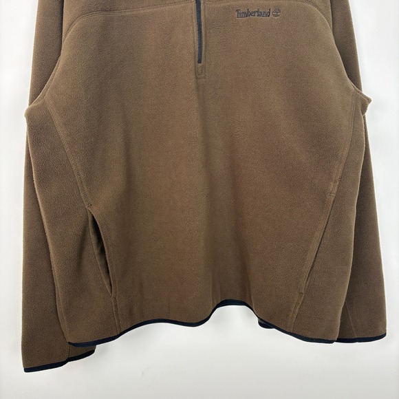 Timberland Mens 1/4 Zip Pullover Fleece Sweater Sz XXL Brown Long Sleeve Pockets - Picture 5 of 12
